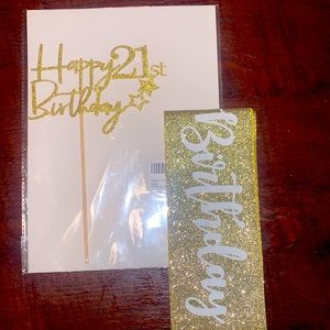 Gold 21st Birthday Cake Topper & Sash